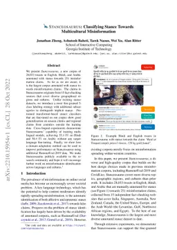 Stanceosaurus: Classifying Stance Towards Multilingual Misinformation