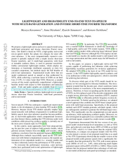 Lightweight and High-Fidelity End-to-End Text-to-Speech with Multi-Band
  Generation and Inverse Short-Time Fourier Transform