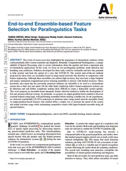 End-to-end Ensemble-based Feature Selection for Paralinguistics Tasks