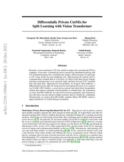 Differentially Private CutMix for Split Learning with Vision Transformer
