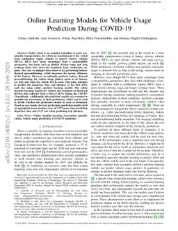 Online Learning Models for Vehicle Usage Prediction During COVID-19