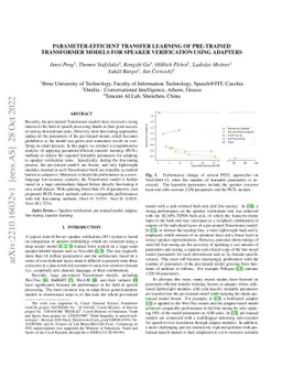 Parameter-efficient transfer learning of pre-trained Transformer models
  for speaker verification using adapters