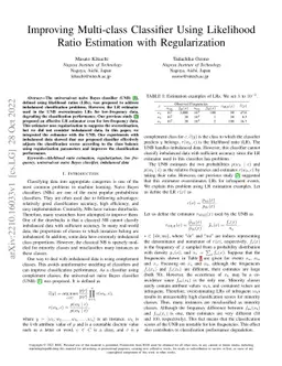 Improving Multi-class Classifier Using Likelihood Ratio Estimation with
  Regularization