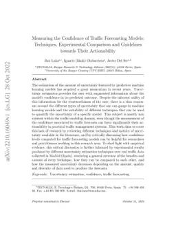 Measuring the Confidence of Traffic Forecasting Models: Techniques,
  Experimental Comparison and Guidelines towards Their Actionability