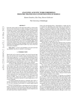 Analyzing Acoustic Word Embeddings from Pre-trained Self-supervised
  Speech Models