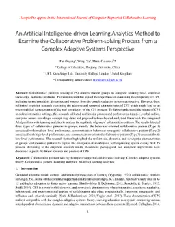 An Artificial Intelligence driven Learning Analytics Method to Examine
  the Collaborative Problem solving Process from a Complex Adaptive Systems
  Perspective