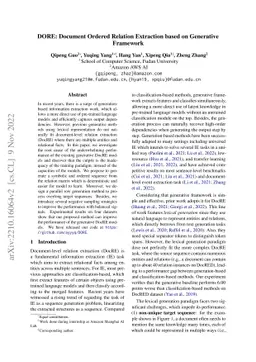 DORE: Document Ordered Relation Extraction based on Generative Framework