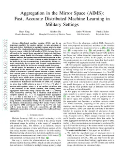 Aggregation in the Mirror Space (AIMS): Fast, Accurate Distributed
  Machine Learning in Military Settings