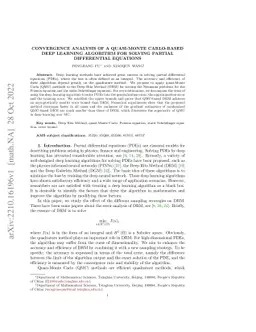 Convergence analysis of a quasi-Monte Carlo-based deep learning
  algorithm for solving partial differential equations