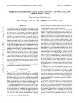 Pretraining Respiratory Sound Representations using Metadata and
  Contrastive Learning