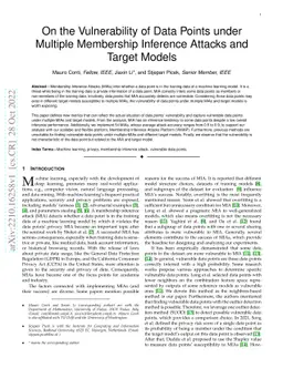 On the Vulnerability of Data Points under Multiple Membership Inference
  Attacks and Target Models