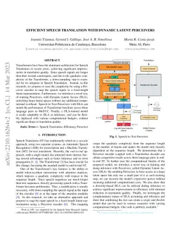 Efficient Speech Translation with Dynamic Latent Perceivers