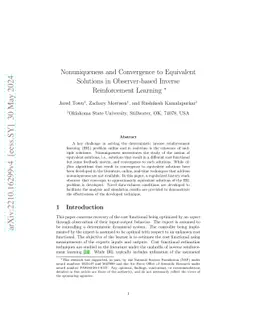 Nonuniqueness and Convergence to Equivalent Solutions in Observer-based
  Inverse Reinforcement Learning