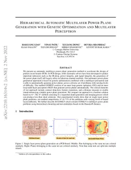 Hierarchical Automatic Power Plane Generation with Genetic Optimization
  and Multilayer Perceptron