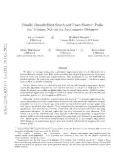 Parallel Breadth-First Search and Exact Shortest Paths and Stronger
  Notions for Approximate Distances