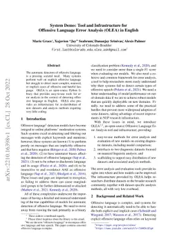 System Demo: Tool and Infrastructure for Offensive Language Error
  Analysis (OLEA) in English