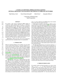A State-Augmented Approach for Learning Optimal Resource Management
  Decisions in Wireless Networks