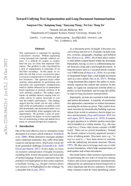 Toward Unifying Text Segmentation and Long Document Summarization