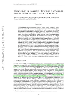 Knowledge-in-Context: Towards Knowledgeable Semi-Parametric Language
  Models