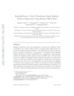 ImplantFormer: Vision Transformer based Implant Position Regression
  Using Dental CBCT Data