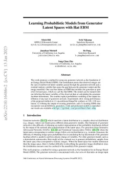 Learning Probabilistic Models from Generator Latent Spaces with Hat EBM