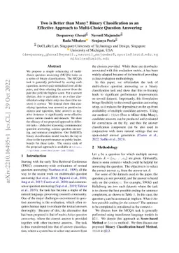 Two is Better than Many? Binary Classification as an Effective Approach
  to Multi-Choice Question Answering