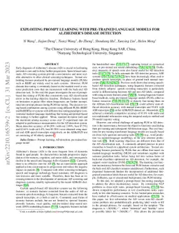 Exploiting prompt learning with pre-trained language models for
  Alzheimer's Disease detection