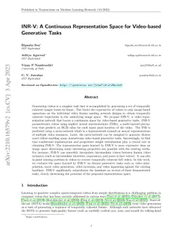 INR-V: A Continuous Representation Space for Video-based Generative
  Tasks