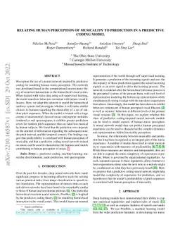 Relating Human Perception of Musicality to Prediction in a Predictive
  Coding Model
