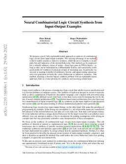 Neural Combinatorial Logic Circuit Synthesis from Input-Output Examples