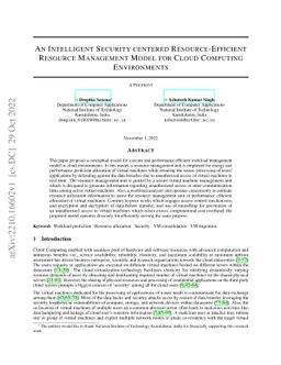an intelligent security centered resource-efficient resource management
  model for cloud computing environments