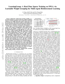 LearningGroup: A Real-Time Sparse Training on FPGA via Learnable Weight
  Grouping for Multi-Agent Reinforcement Learning