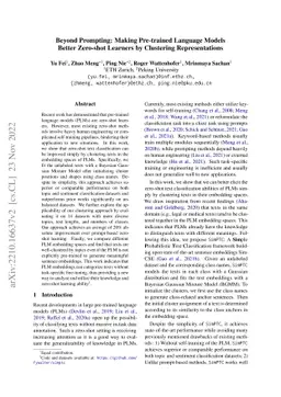 Beyond Prompting: Making Pre-trained Language Models Better Zero-shot
  Learners by Clustering Representations