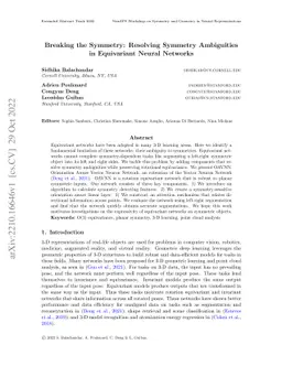 Breaking the Symmetry: Resolving Symmetry Ambiguities in Equivariant
  Neural Networks