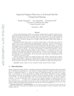 Improved Support Recovery in Universal One-bit Compressed Sensing