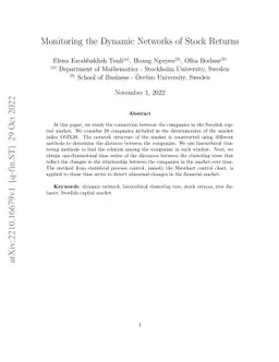 Monitoring the Dynamic Networks of Stock Returns