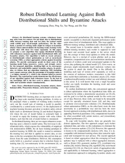 Robust Distributed Learning Against Both Distributional Shifts and
  Byzantine Attacks
