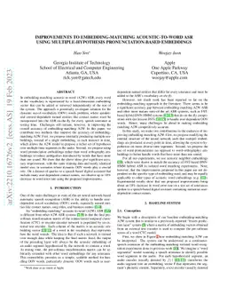 Improvements to Embedding-Matching Acoustic-to-Word ASR Using
  Multiple-Hypothesis Pronunciation-Based Embeddings