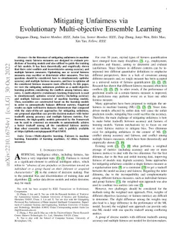Mitigating Unfairness via Evolutionary Multi-objective Ensemble Learning