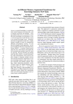 An Efficient Memory-Augmented Transformer for Knowledge-Intensive NLP
  Tasks