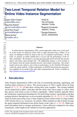 Two-Level Temporal Relation Model for Online Video Instance Segmentation