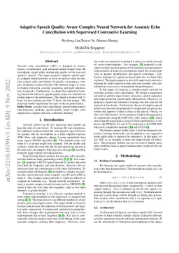 Adaptive Speech Quality Aware Complex Neural Network for Acoustic Echo
  Cancellation with Supervised Contrastive Learning