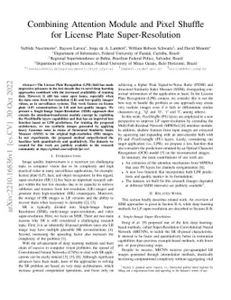 Combining Attention Module and Pixel Shuffle for License Plate
  Super-Resolution
