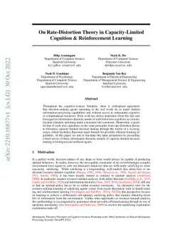 On Rate-Distortion Theory in Capacity-Limited Cognition & Reinforcement
  Learning