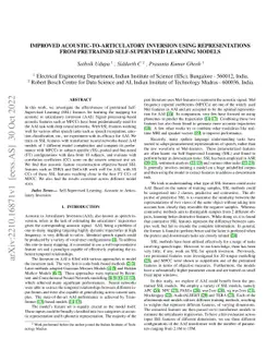 Improved acoustic-to-articulatory inversion using representations from
  pretrained self-supervised learning models