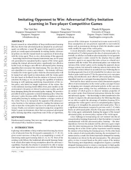 Imitating Opponent to Win: Adversarial Policy Imitation Learning in
  Two-player Competitive Games