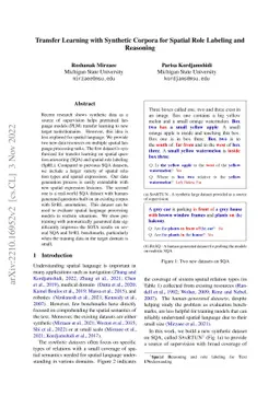 Transfer Learning with Synthetic Corpora for Spatial Role Labeling and
  Reasoning