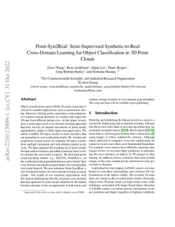 Point-Syn2Real: Semi-Supervised Synthetic-to-Real Cross-Domain Learning
  for Object Classification in 3D Point Clouds