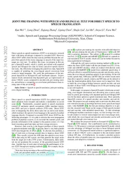 Joint Pre-Training with Speech and Bilingual Text for Direct Speech to
  Speech Translation