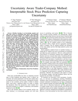 Uncertainty Aware Trader-Company Method: Interpretable Stock Price
  Prediction Capturing Uncertainty